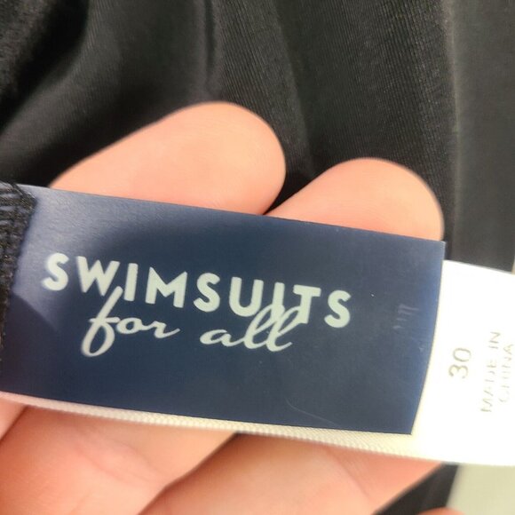 Swimsuits For All 30 Plus Size Scalloped Gold Hem Black NWOT - Picture 4 of 6